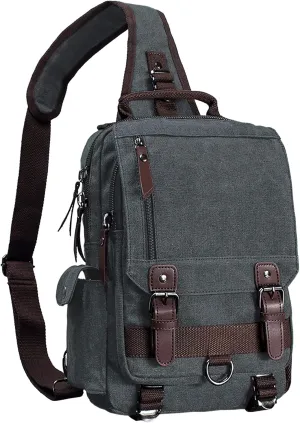 Canvas Cross Body Messenger Bag for Men Women Sling Shouler Backpack Travel Rucksack