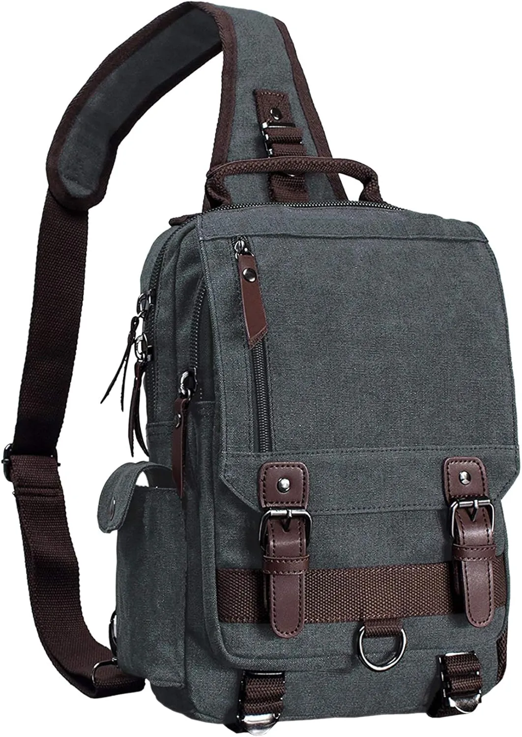 Canvas Cross Body Messenger Bag for Men Women Sling Shouler Backpack Travel Rucksack