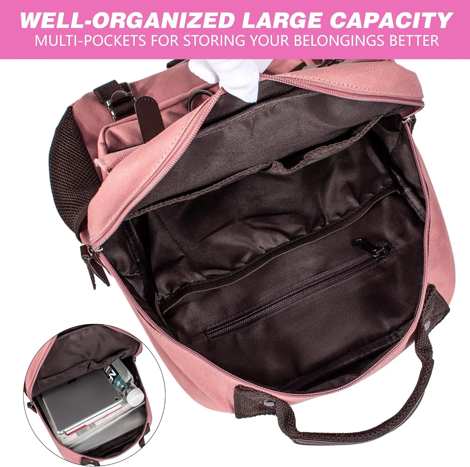 Canvas Messenger Bag Crossbody Shoulder Backpack Sling Bag Rucksack Daypack Casual Travel