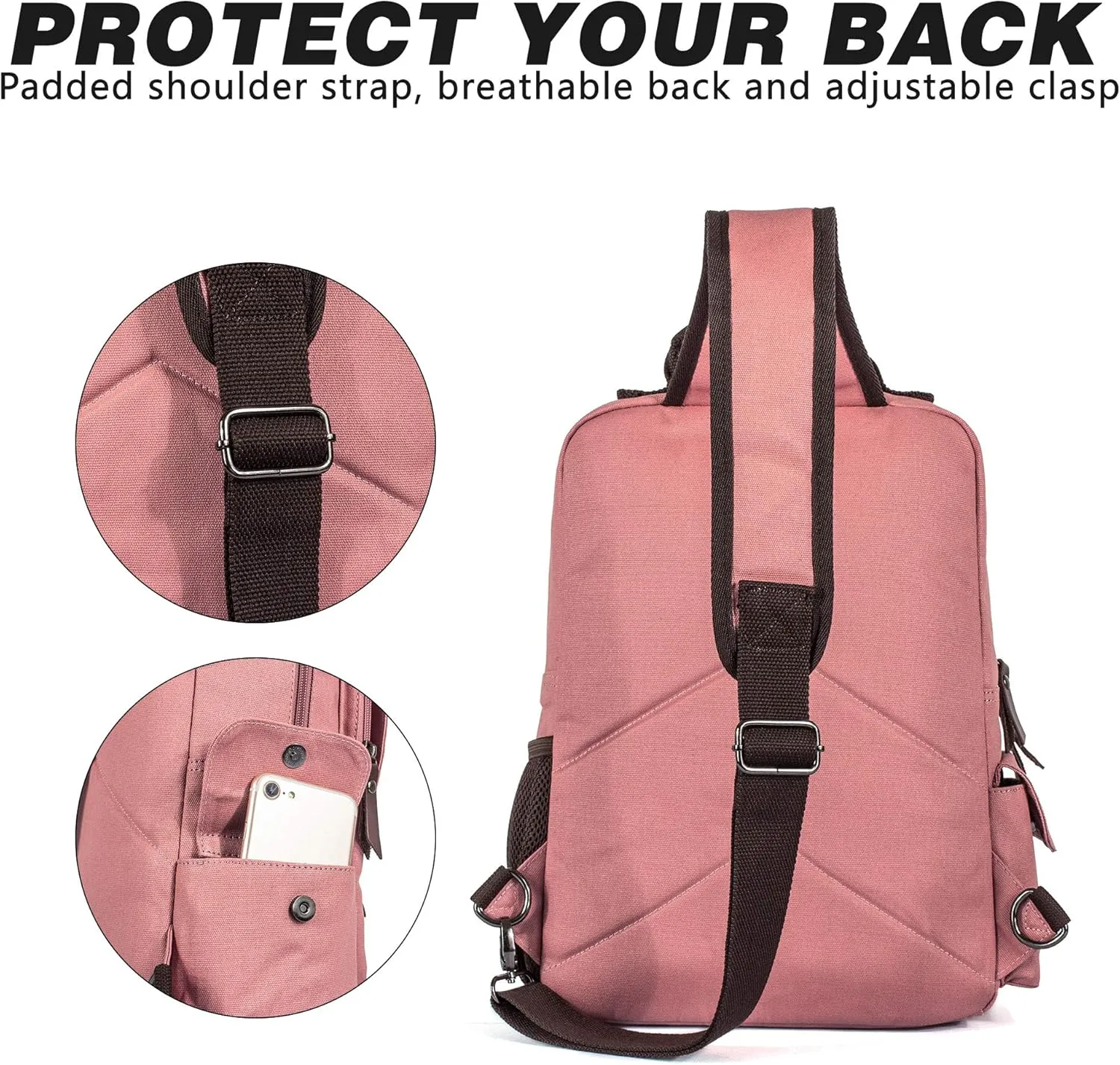 Canvas Messenger Bag Crossbody Shoulder Backpack Sling Bag Rucksack Daypack Casual Travel
