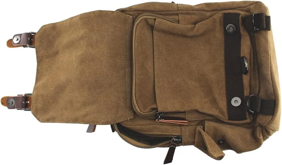 Canvas Shoulder Backpack Travel Rucksack Sling Bag Cross Body Messenger Bag,180308-Coffee