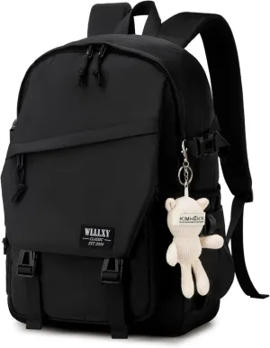 Caoroky knight College School Bag for Men Women Laptop Backpack 15.6 Inch Anti Theft Travel Daypack Large Elementary Middle High Bookbags for Teens Girls Boys Students-Medium，black