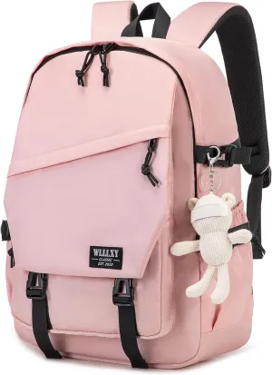 Caoroky knight College School Bag for Men Women Laptop Backpack 15.6 Inch Anti Theft Travel Daypack Large Elementary Middle High Bookbags for Teens Girls Boys Students-Medium,Pink