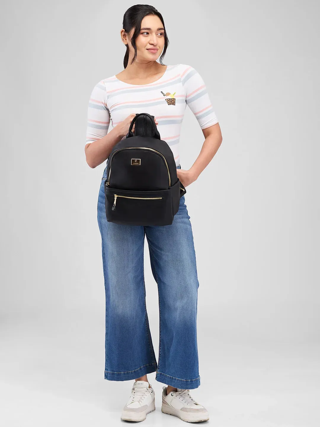 Caprese Casper Medium Black Casual Backpack