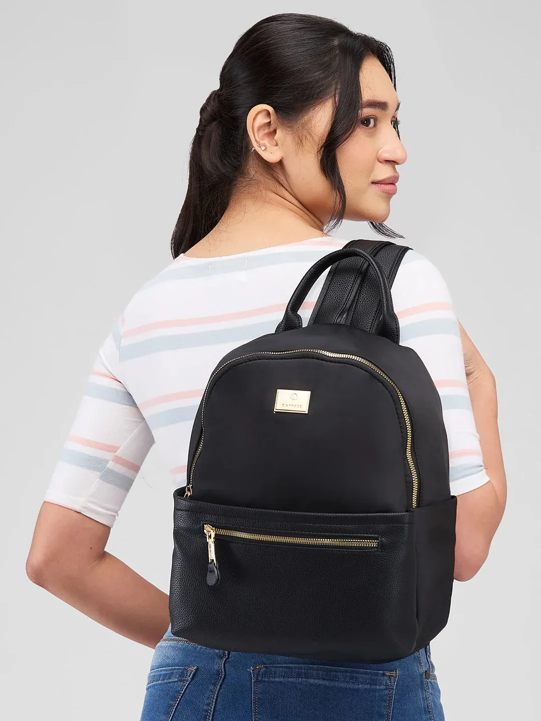 Caprese Casper Medium Black Casual Backpack