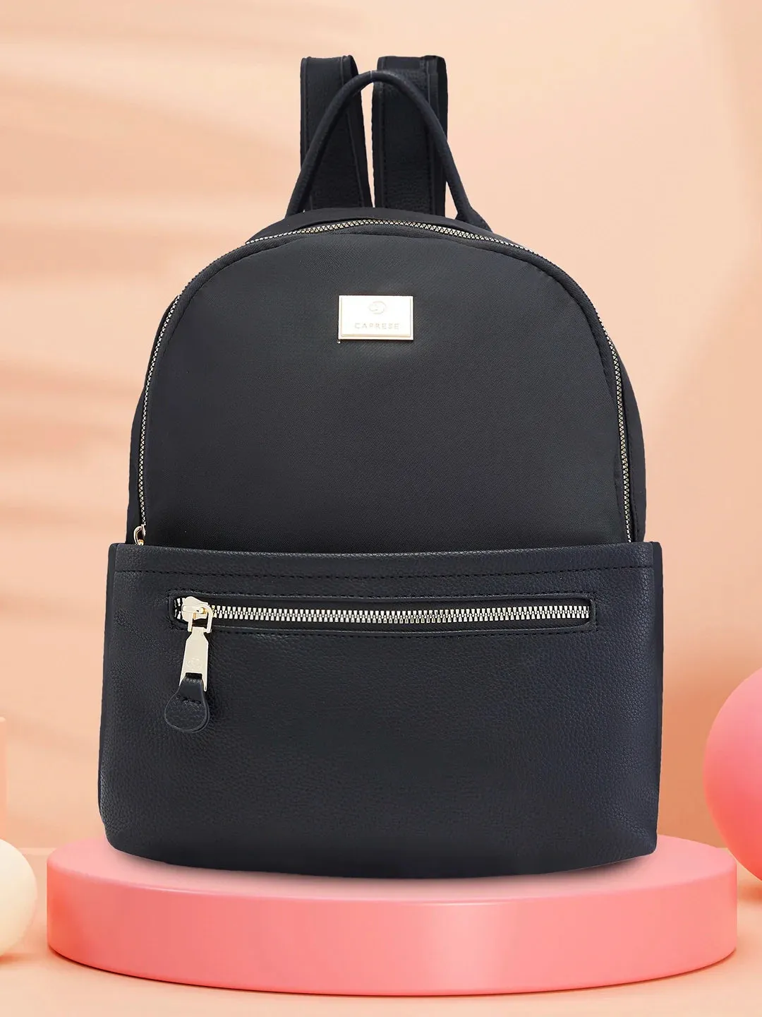 Caprese Casper Medium Black Casual Backpack