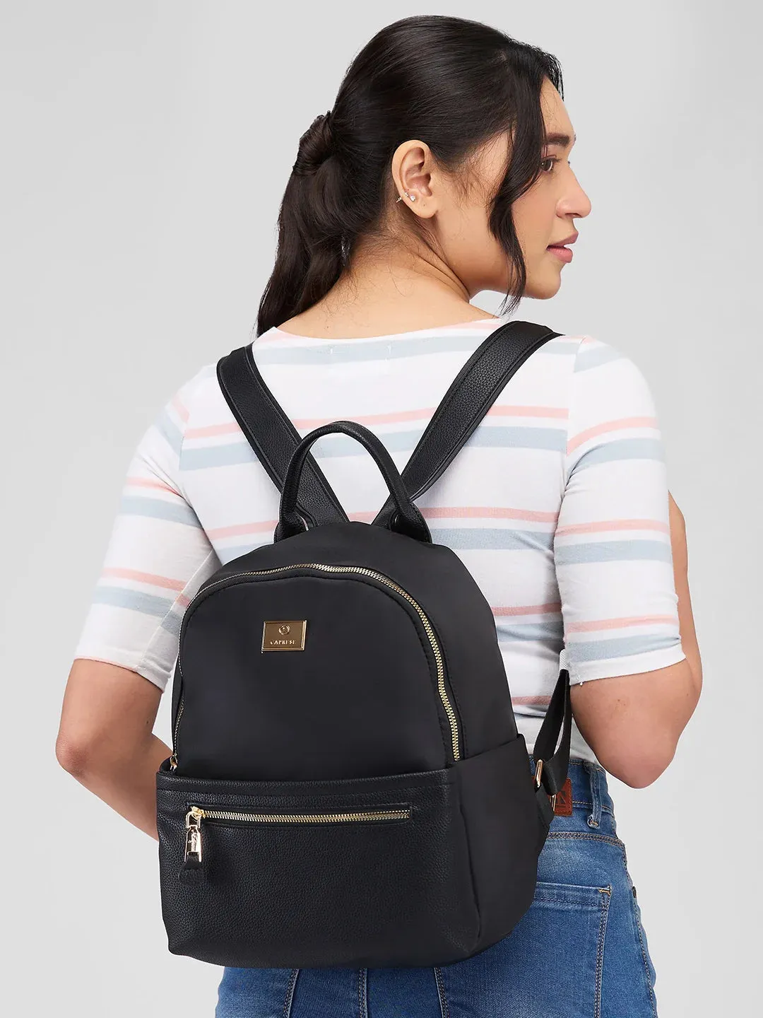 Caprese Casper Medium Black Casual Backpack