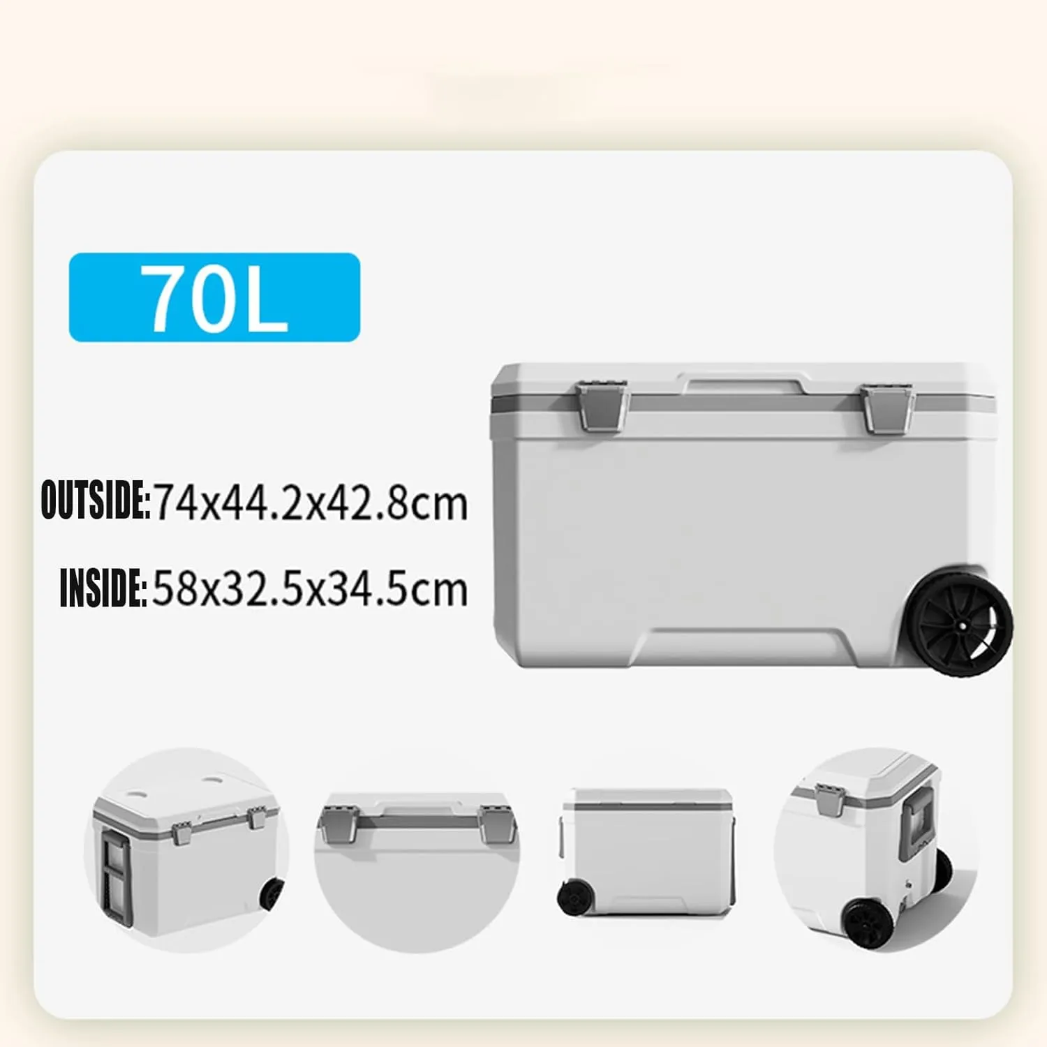 Car Camping Coolers for Chrysler Pacifica/Town/Country, Waterproof Portable Cooler, Leak Proof Picnic Insulated Bag, Ultra-Light Premium Ice Chest Box,B-White-70L