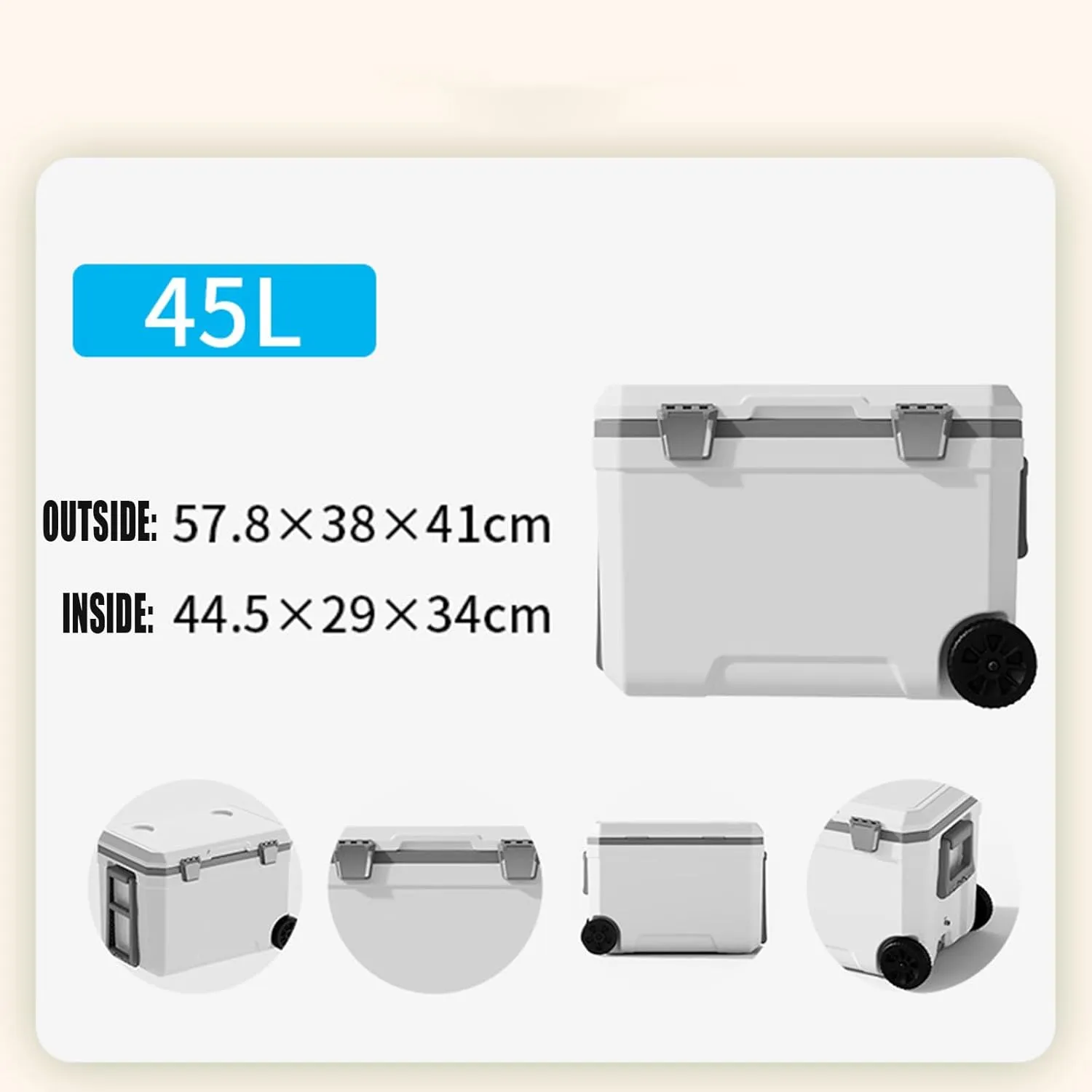 Car Camping Coolers for Ford Ka/Expedition/Explorer/Ranger/Bronco, Waterproof Portable Cooler, Leak Proof Picnic Insulated Bag, Ultra-Light Premium Ice Chest Box,B-White-45L