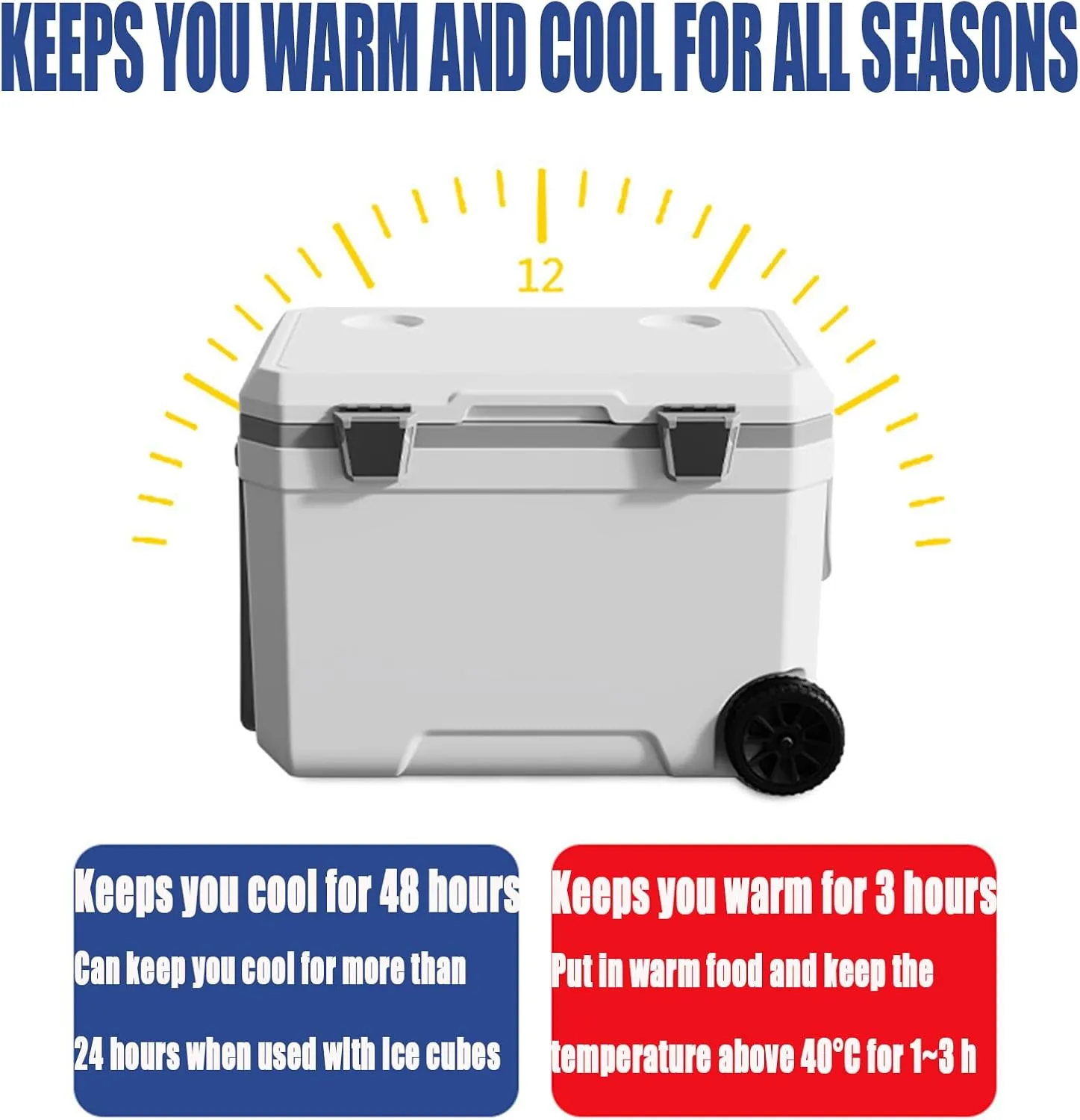 Car Camping Coolers for Ford Ka/Expedition/Explorer/Ranger/Bronco, Waterproof Portable Cooler, Leak Proof Picnic Insulated Bag, Ultra-Light Premium Ice Chest Box,B-White-45L