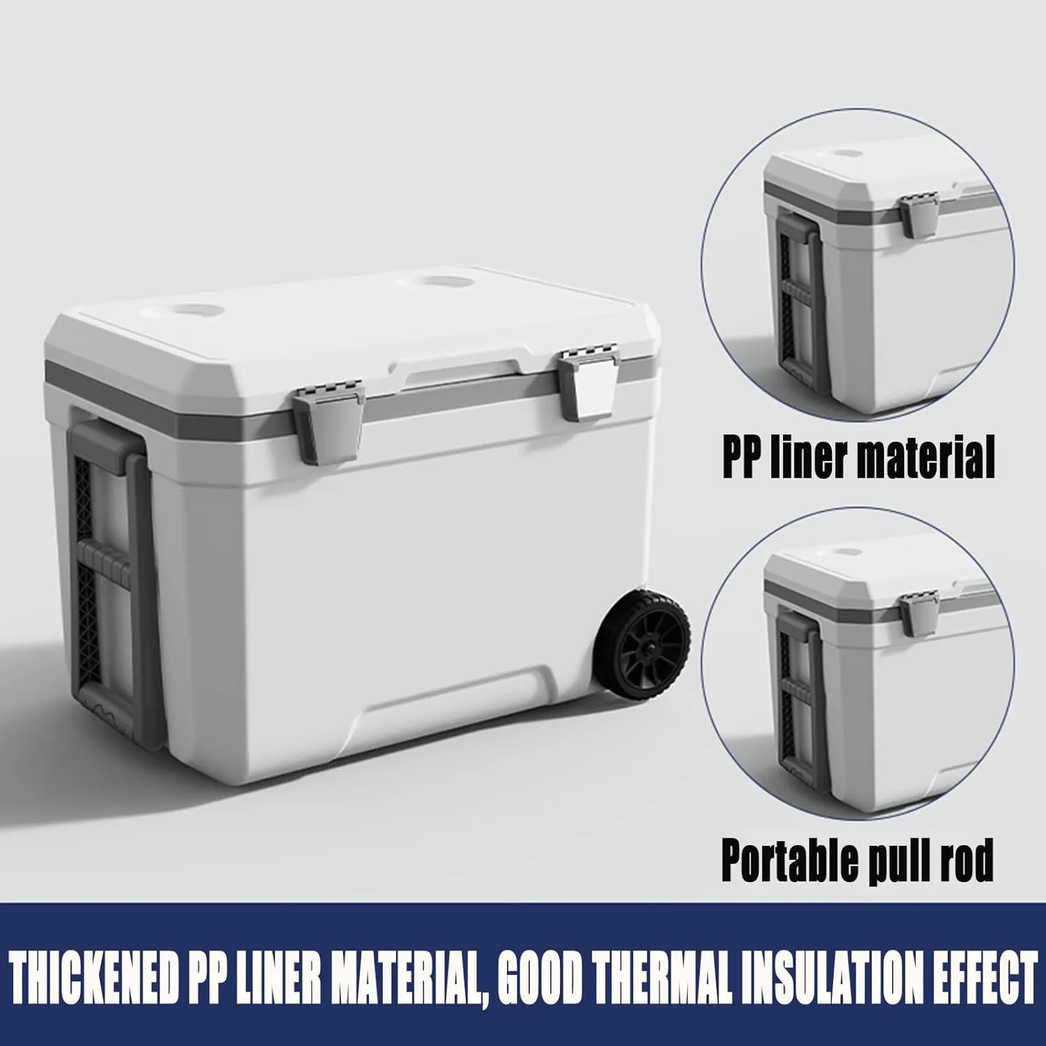 Car Camping Coolers for Ford Ka/Expedition/Explorer/Ranger/Bronco, Waterproof Portable Cooler, Leak Proof Picnic Insulated Bag, Ultra-Light Premium Ice Chest Box,B-White-45L