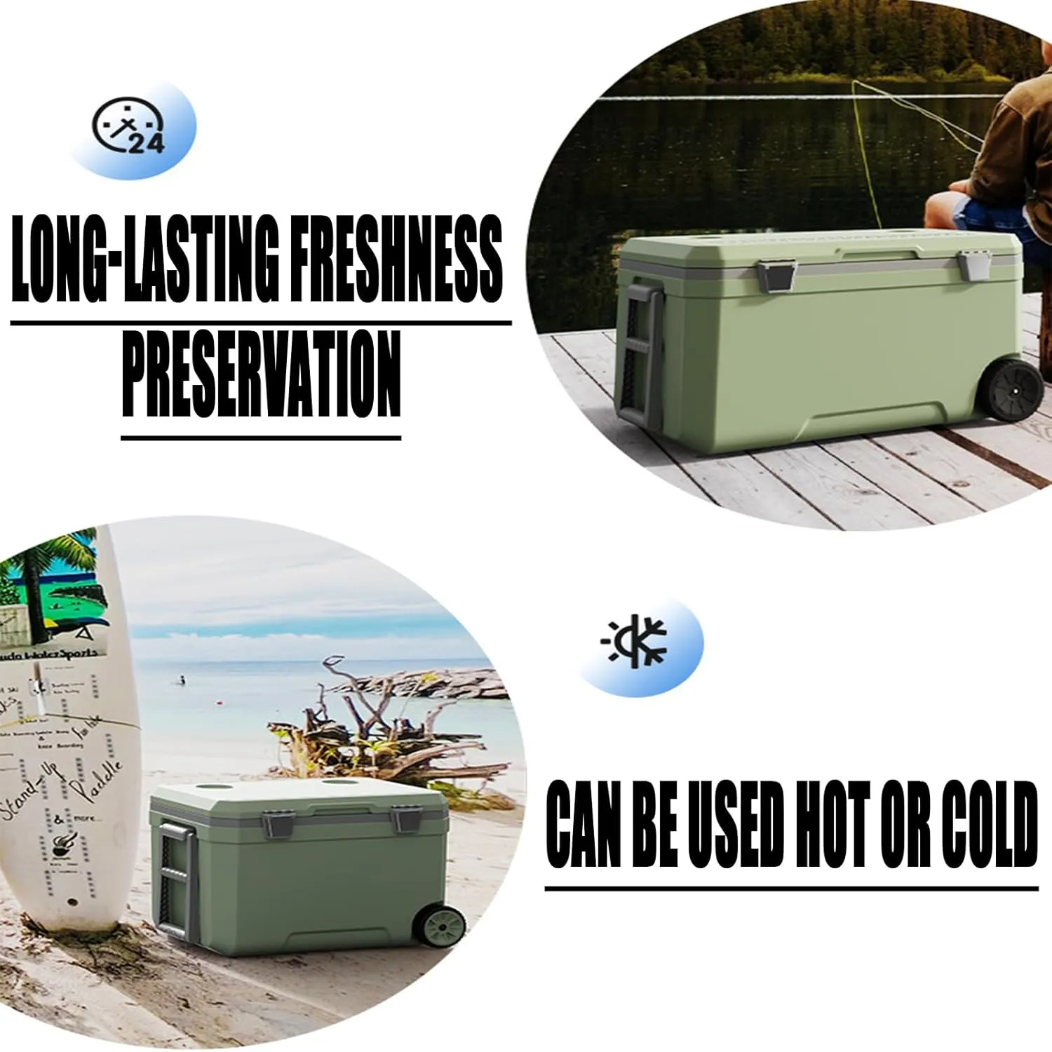 Car Camping Coolers for Ford Ka/Expedition/Explorer/Ranger/Bronco, Waterproof Portable Cooler, Leak Proof Picnic Insulated Bag, Ultra-Light Premium Ice Chest Box,B-White-45L