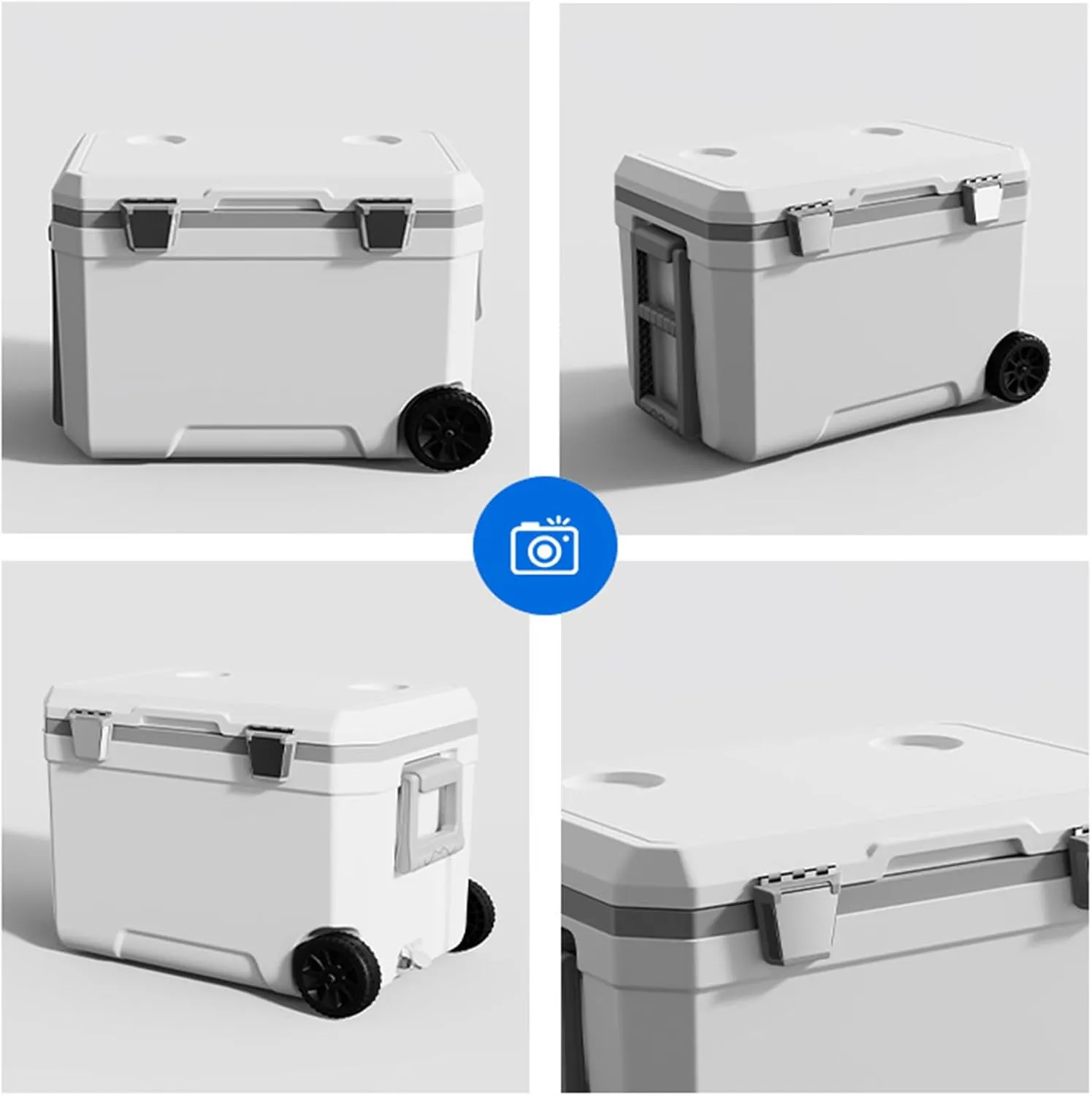 Car Camping Coolers for Ford Ka/Expedition/Explorer/Ranger/Bronco, Waterproof Portable Cooler, Leak Proof Picnic Insulated Bag, Ultra-Light Premium Ice Chest Box,B-White-45L