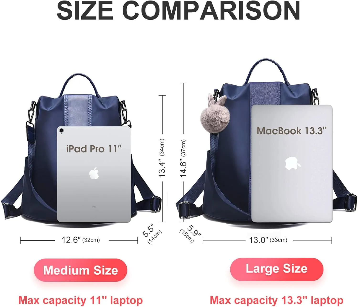 CHARMORE Women Backpack Purse Waterproof Nylon Anti-theft Rucksack Shoulder Bags