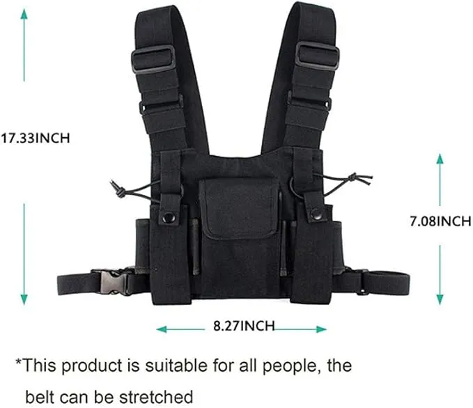 Chest Pack, Radio Chest Harness Chest Front Single Pack Pouch Holster Vest Rig for Motorola Midland Kenwood Baofeng Retevis Walkie Talkie,Functional Waist Packs for Men Women
