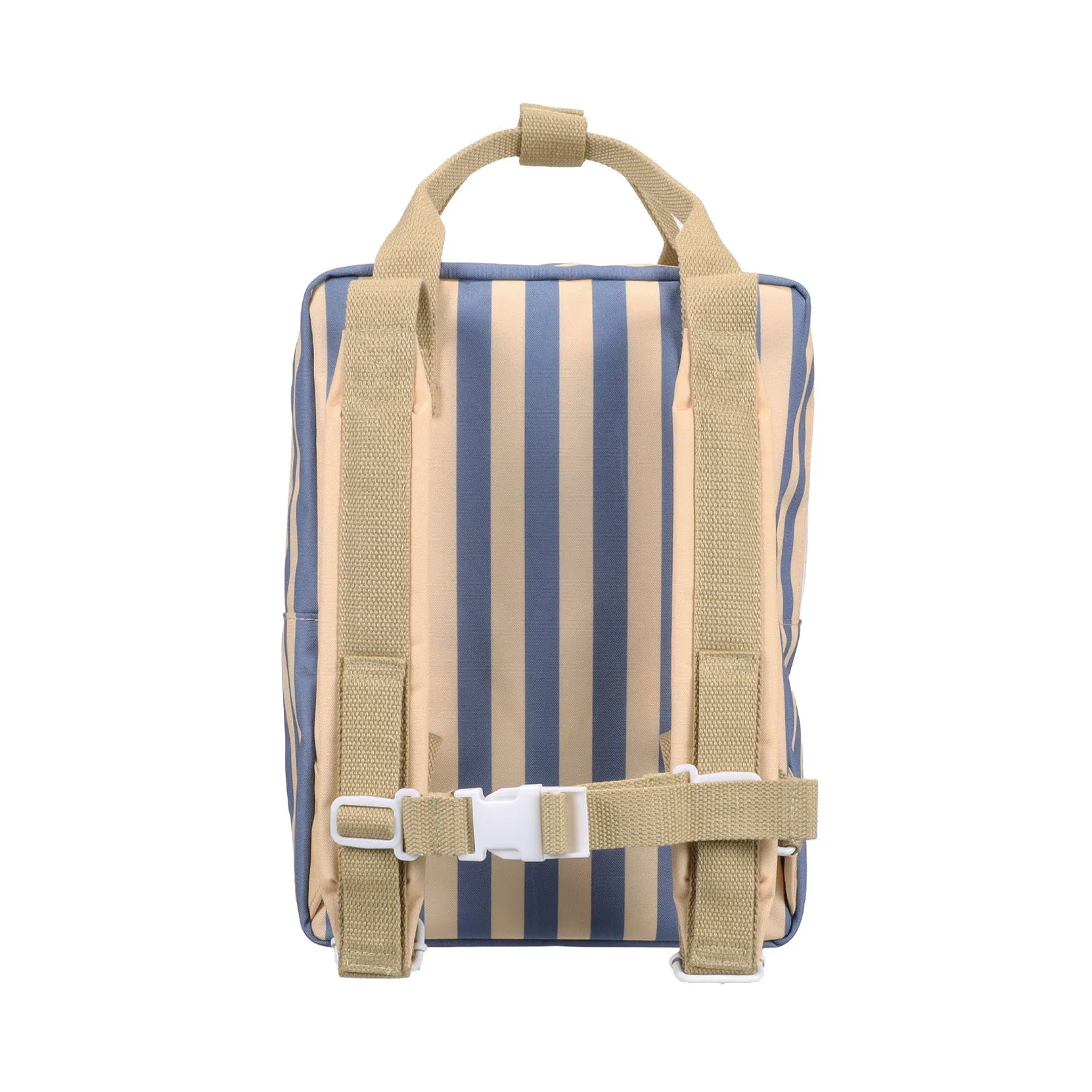 Children's backpack medium stripes blue whale   sandy yellow