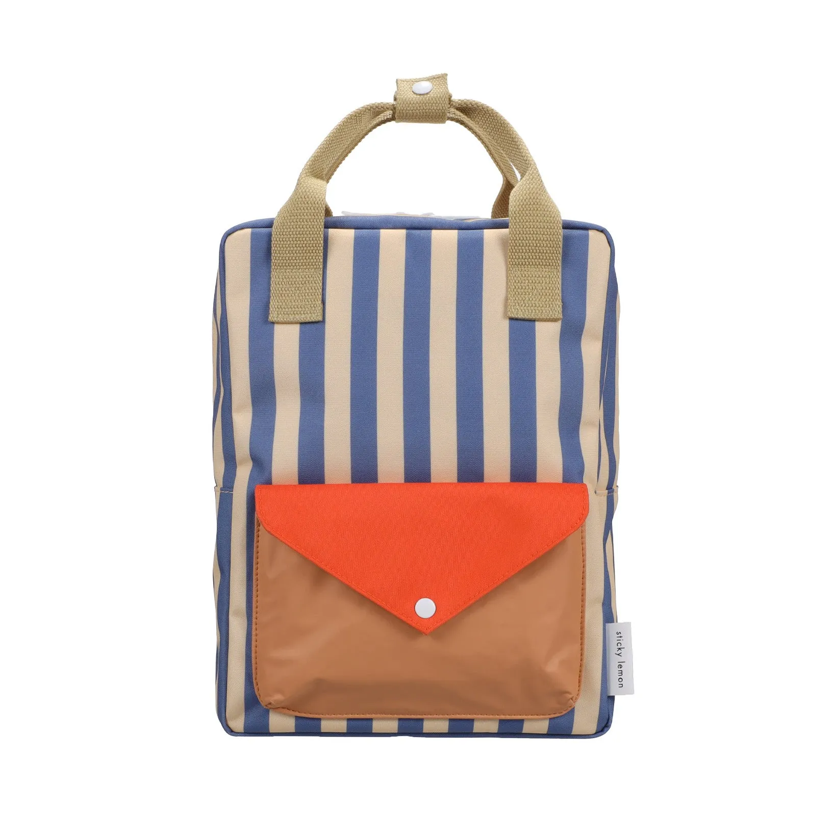 Children's backpack medium stripes blue whale   sandy yellow