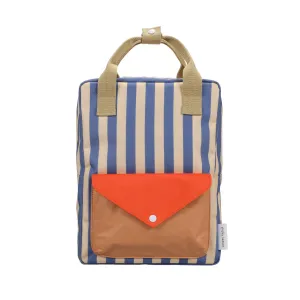 Children's backpack medium stripes blue whale   sandy yellow