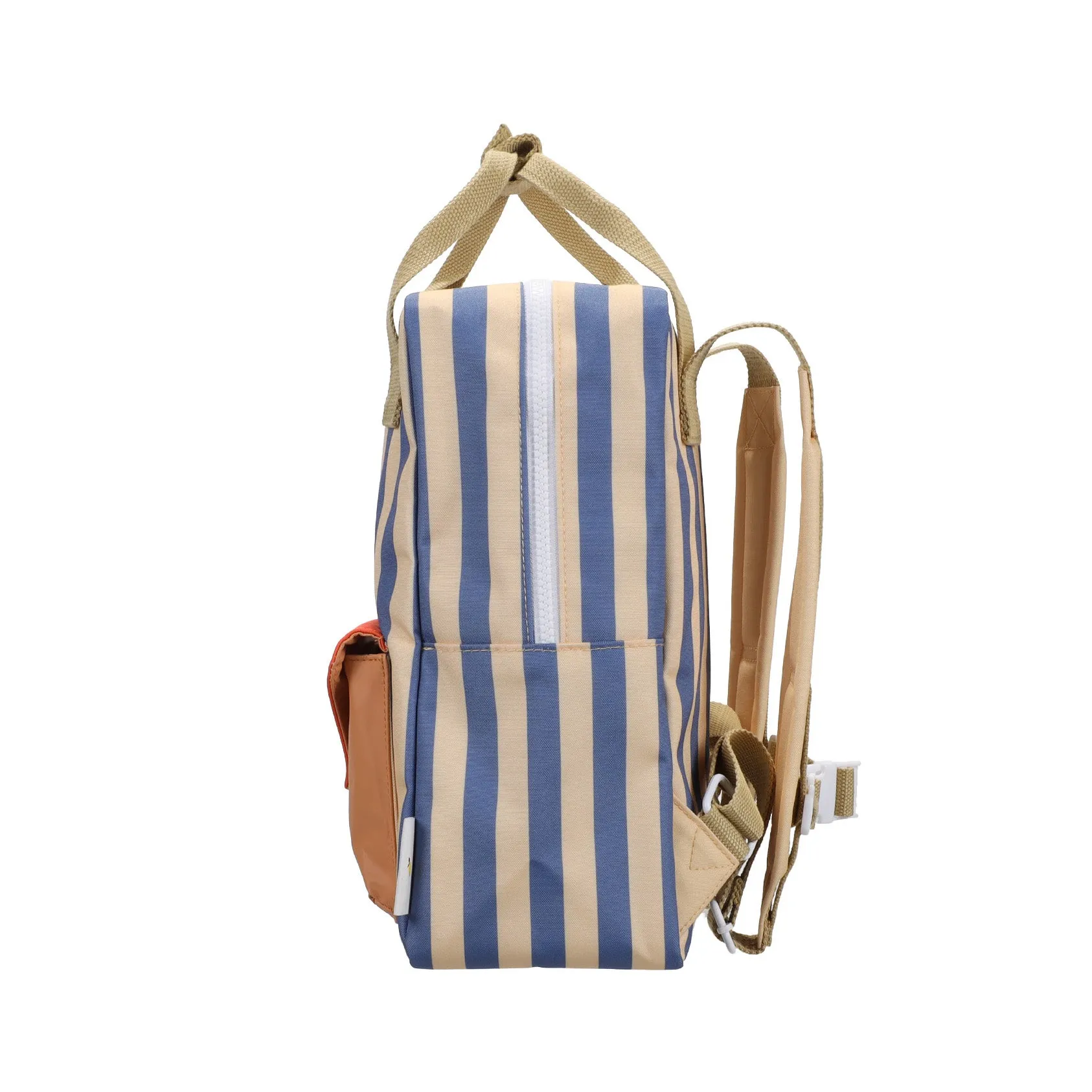 Children's backpack medium stripes blue whale   sandy yellow