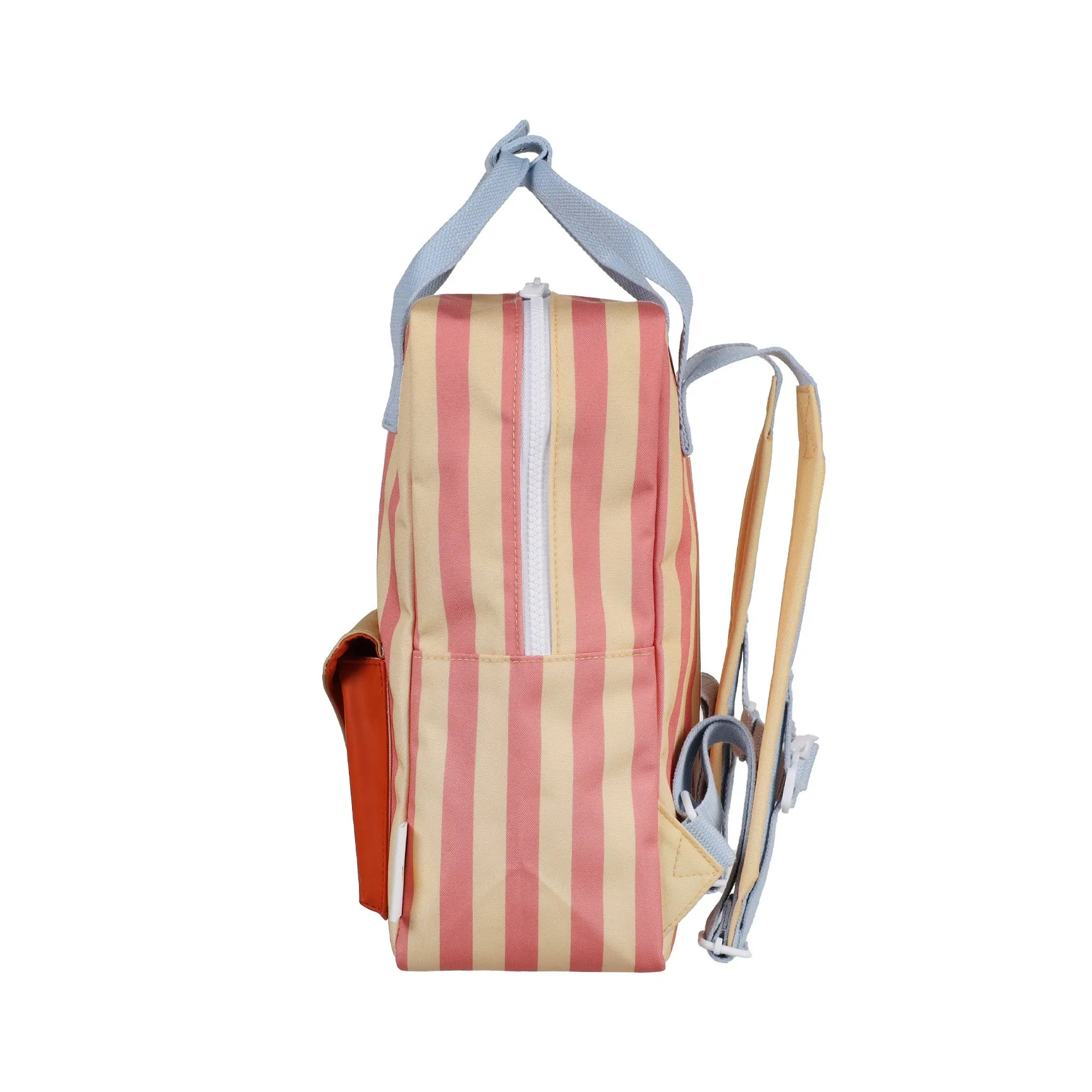 Children's backpack medium stripes coral pink   sandy yellow