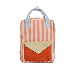 Children's backpack medium stripes coral pink   sandy yellow