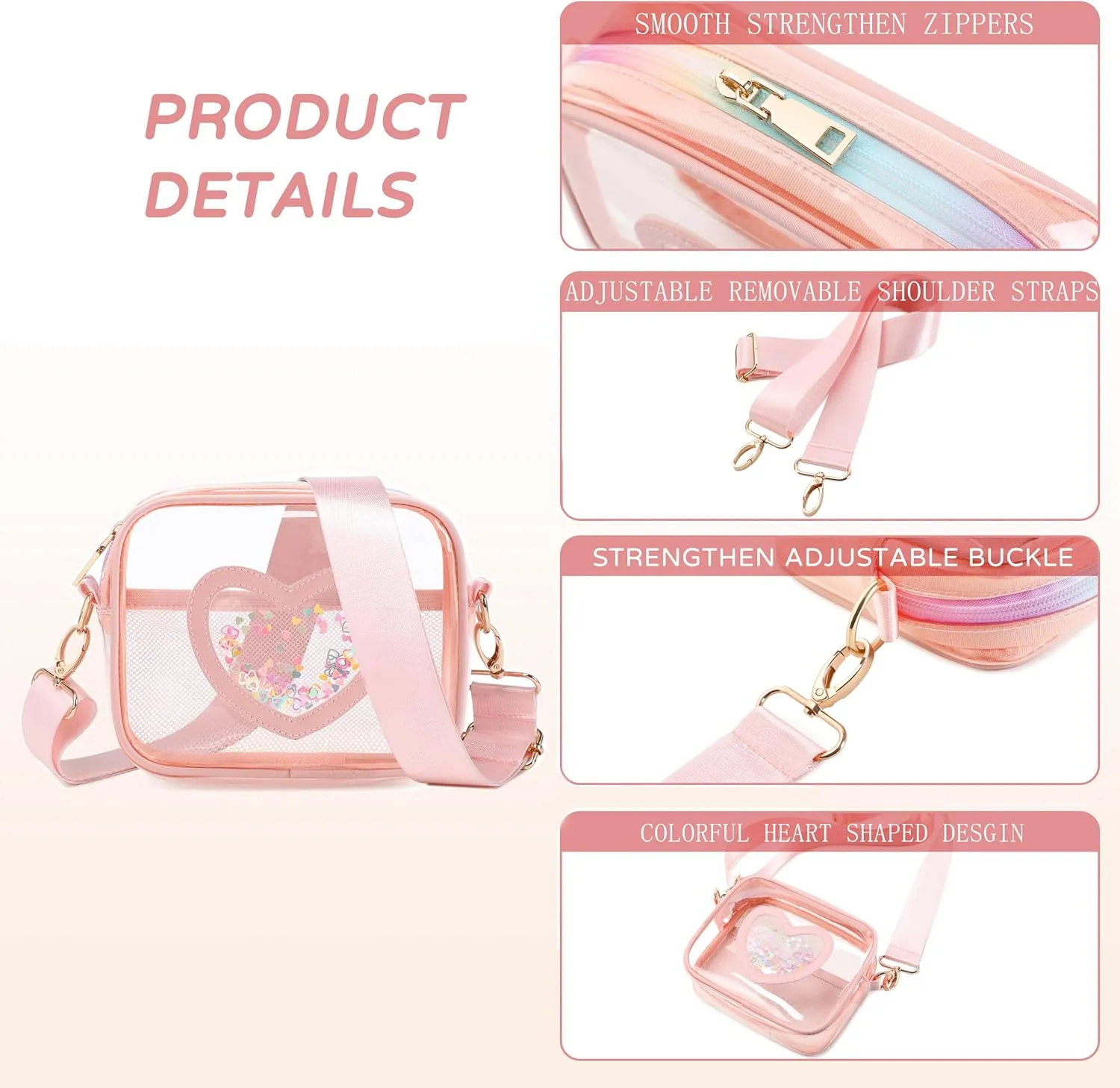 Clear Crossbody Bag for Women Girls Kids Purse Toddlers Shoulder Messenger Handbags Transparent Bags Wallet Pouch