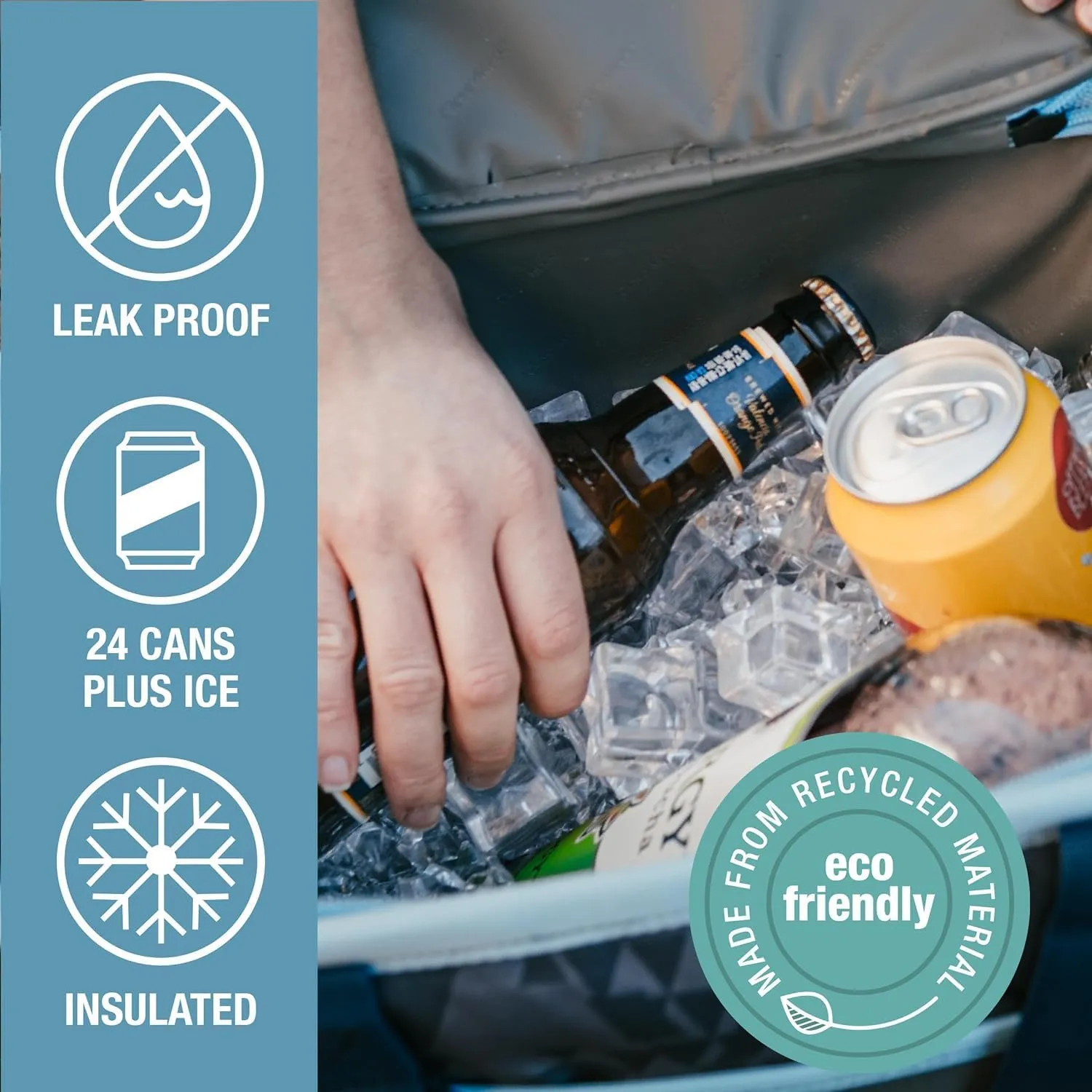 CleverMade Collapsible Insulated Cooler Bag – 24 Can Leakproof Soft Cooler for Beach, Travel, Car – Shoulder Strap, Bottle Opener – Desert Camo