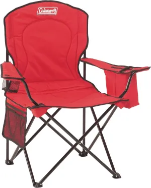 Coleman Portable Quad Camp Chair with 4-Can Cooler, Cushioned Seat & Back with Side Pockets & Cup Holder, Carry Bag Included