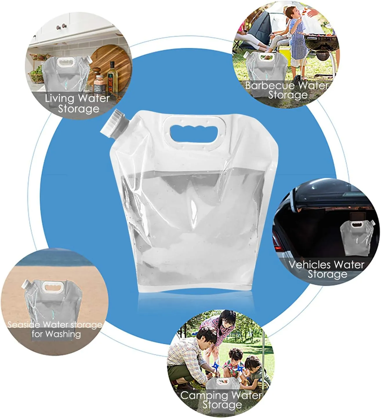 Collapsible Water Tank Container Bag, BPA Free Outdoor Folding Water Storage Carrier for Backpacking Camping Hiking Picnic BBQ Hurricane Flood Earthquake Emergencies