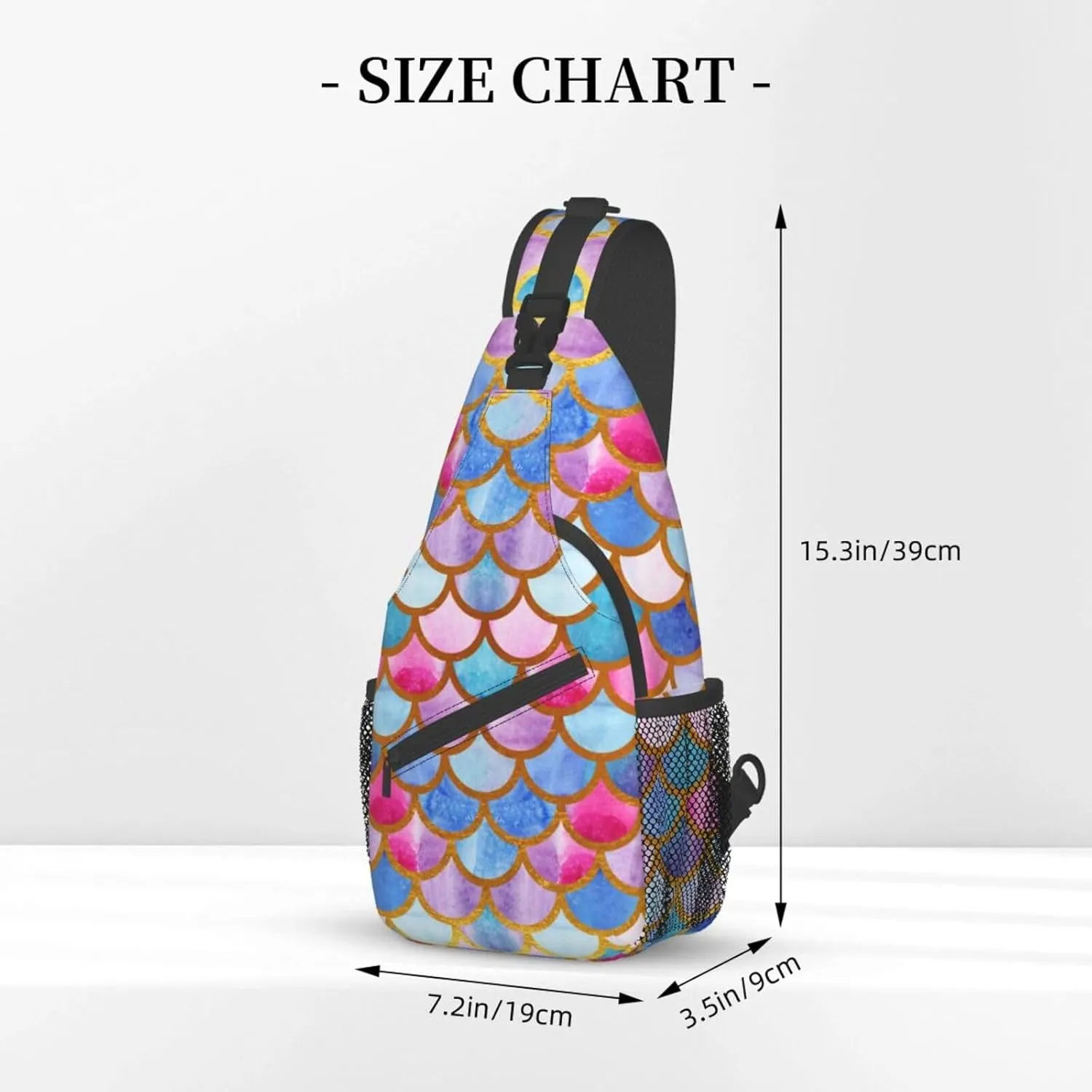 Colorful Mermaid Scales Unisex Sling Daypacks Adjustable Rope Shoulder Chest Bags Gym Sport Travel Hiking Daypack For Men Women Gift