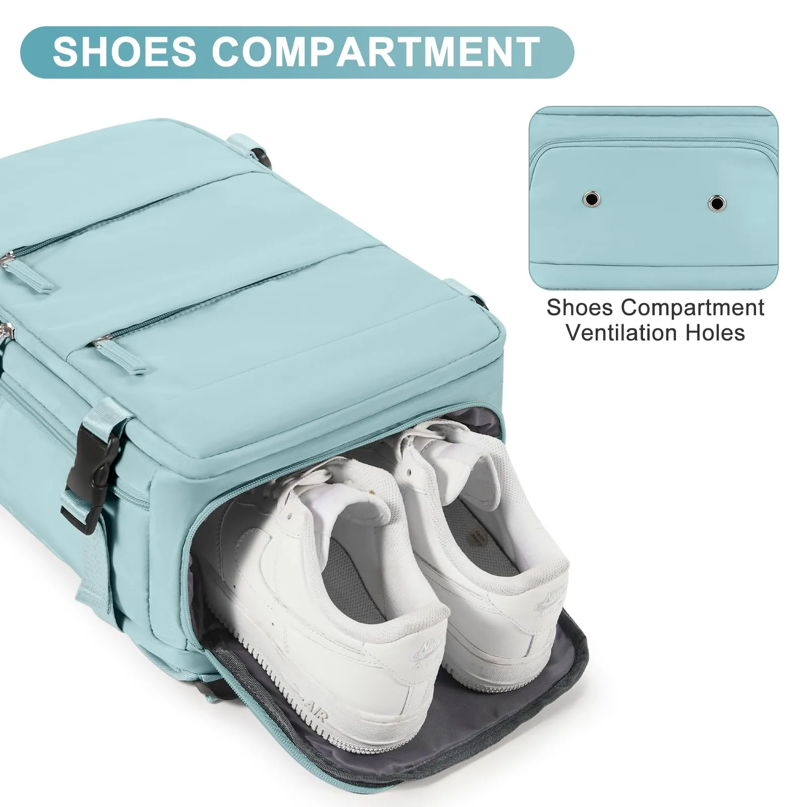 coofay Travel Backpack Carry On Flight Approved Personal Item Travel Bag Carry On Backpack For Airplanes Personal Item Bag 18x14x8 Inches Backpack for Traveling on Airplane Blue
