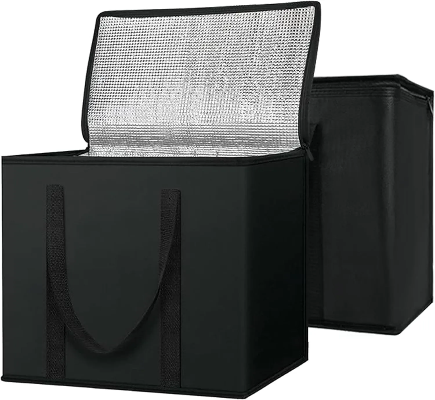 Cooler Bag for Food Delivery, Collapsible Cooler, Reusable Shopping for Groceries with Insulated Zipper, Foldable, Heavy-Duty, Stands Upright (2-Pack) ﻿