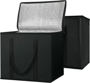 Cooler Bag for Food Delivery, Collapsible Cooler, Reusable Shopping for Groceries with Insulated Zipper, Foldable, Heavy-Duty, Stands Upright (2-Pack) ﻿