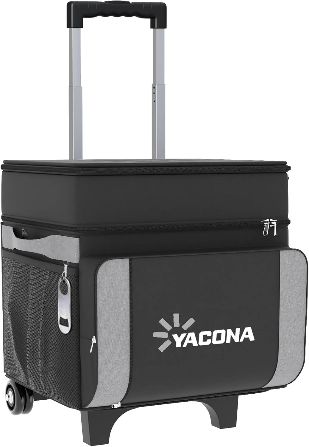 Cooler with Wheels and Handle, 50 Can Rolling Cooler, Portable Collapsible Soft Cooler with Wheels, Leakproof Insulated WheeledCooler for Beach, Camping, Patio Travel, Outdoor, Ball Fields