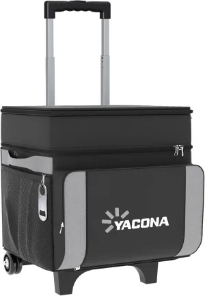 Cooler with Wheels and Handle, 50 Can Rolling Cooler, Portable Collapsible Soft Cooler with Wheels, Leakproof Insulated WheeledCooler for Beach, Camping, Patio Travel, Outdoor, Ball Fields