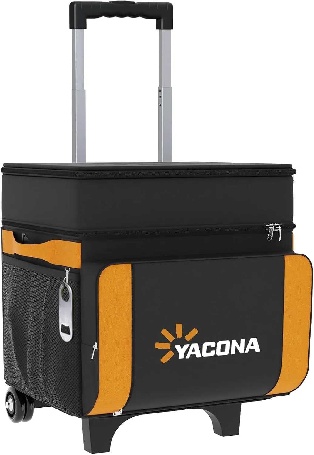 Cooler with Wheels and Handle, 50 Can Rolling Cooler, Portable Collapsible Soft Cooler with Wheels, Leakproof Insulated WheeledCooler for Beach, Camping, Patio Travel, Outdoor, Ball Fields