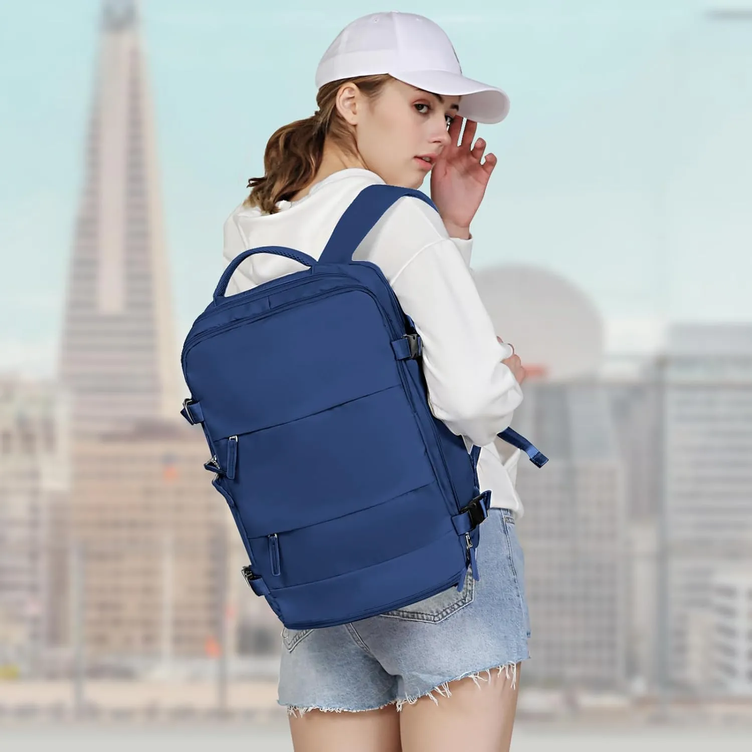 coowoz Large Travel Backpack for Women Men,Carry On Backpack,Hiking Backpack Outdoor Sports Rucksack Casual Daypack Travel Essentials Royal Blue