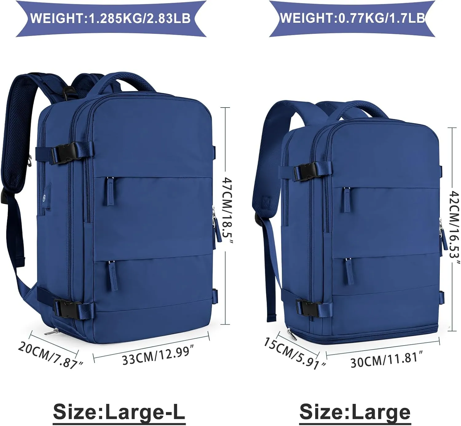 coowoz Large Travel Backpack for Women Men,Carry On Backpack,Hiking Backpack Outdoor Sports Rucksack Casual Daypack Travel Essentials Royal Blue