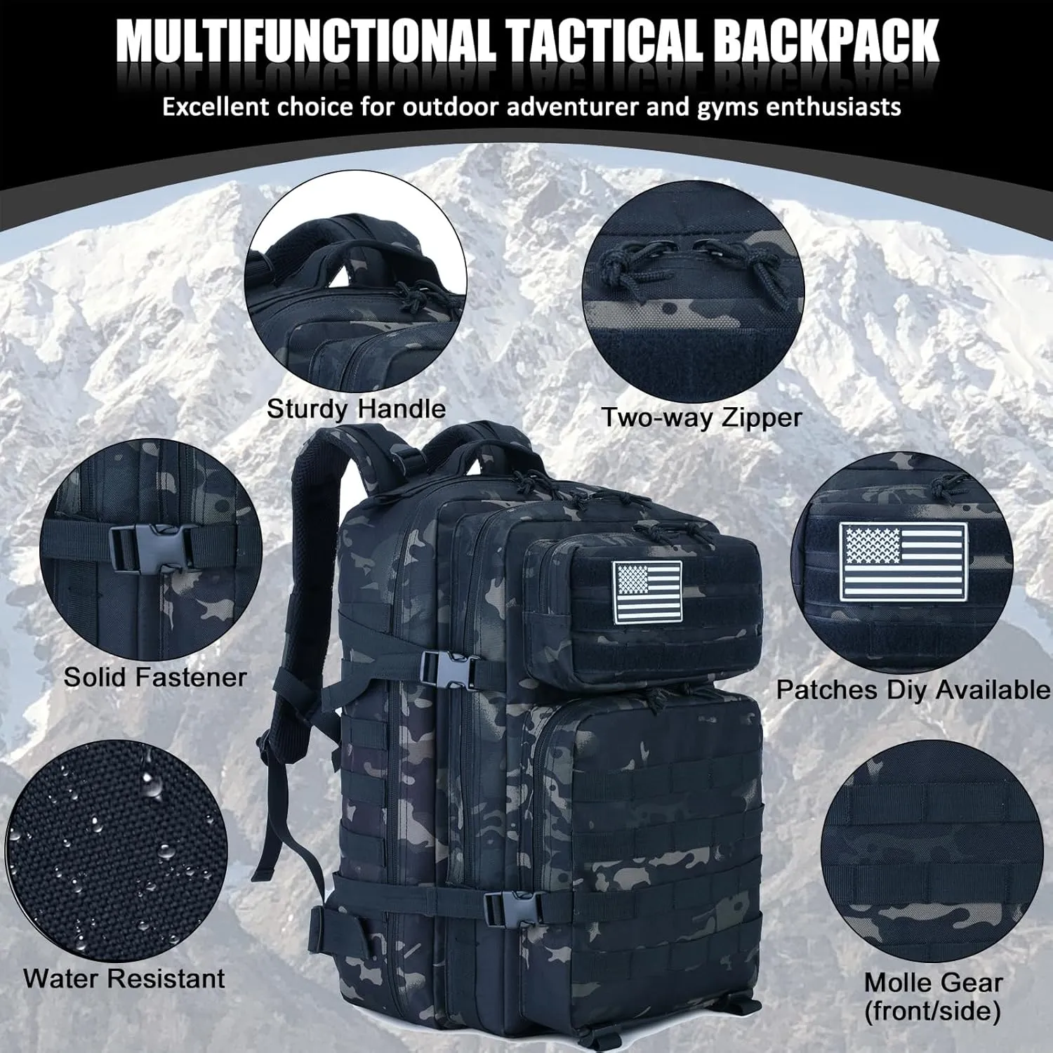 Createy 45L Military Tactical Backpack Large 3 Day Assault Pack Molle Bag Rucksack Bug Out Bag for Camping Hunting Hiking