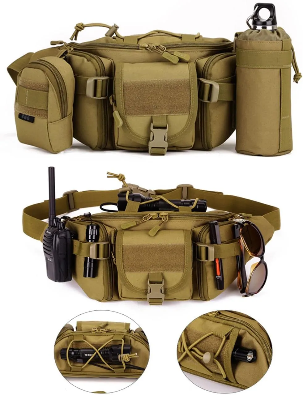 CREATOR Tactical Waist Pack Military Fanny Pack for Men Outdoor Army Waist Bag Large Waist Pack for Daily Life Cycling Camping Hiking Hunting Fishing