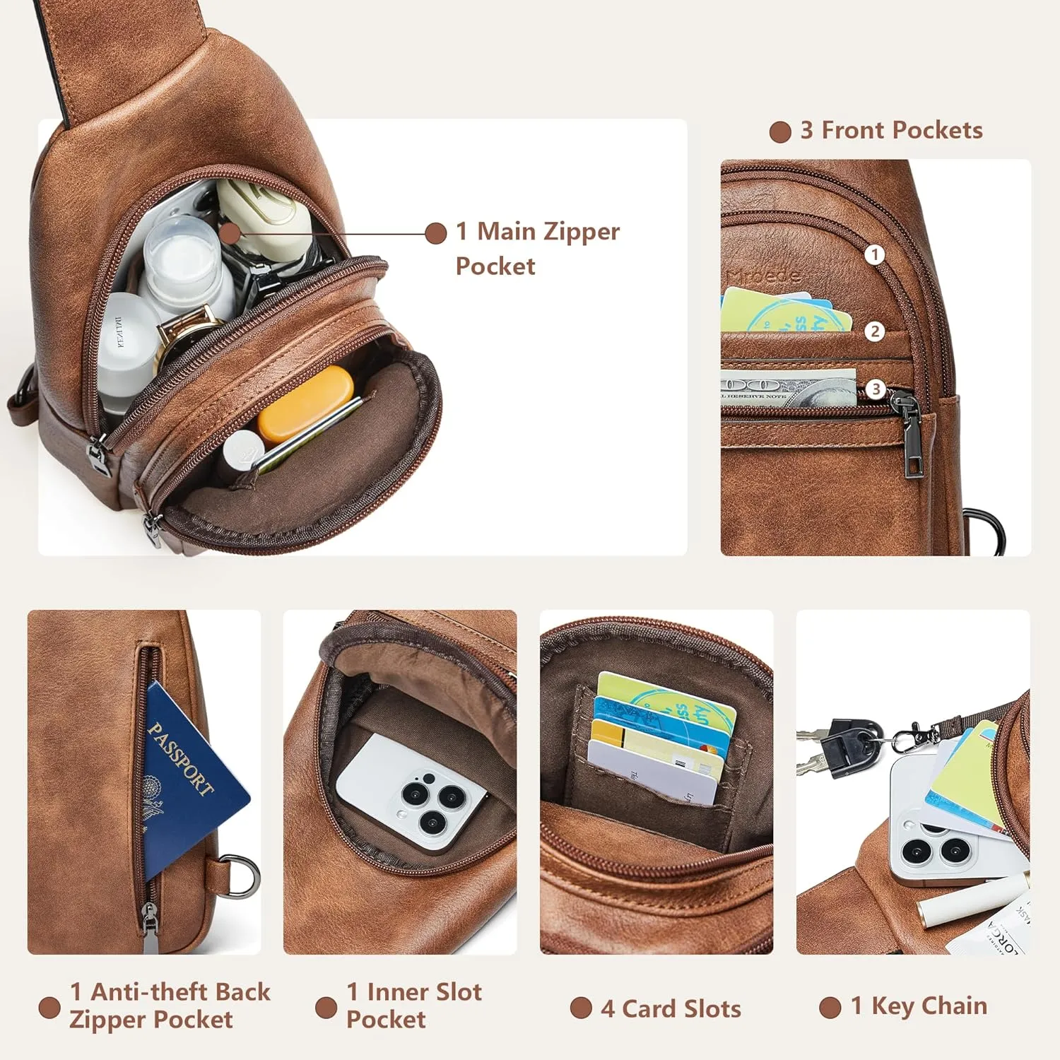 Crossbody Bags for Women Sling Bag Fanny Pack Casual Daypacks Small Backpack Chest Travel Purse Anti Theft