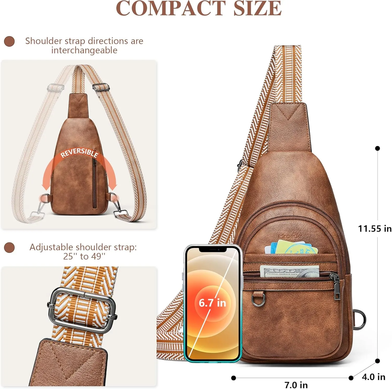 Crossbody Bags for Women Sling Bag Fanny Pack Casual Daypacks Small Backpack Chest Travel Purse Anti Theft