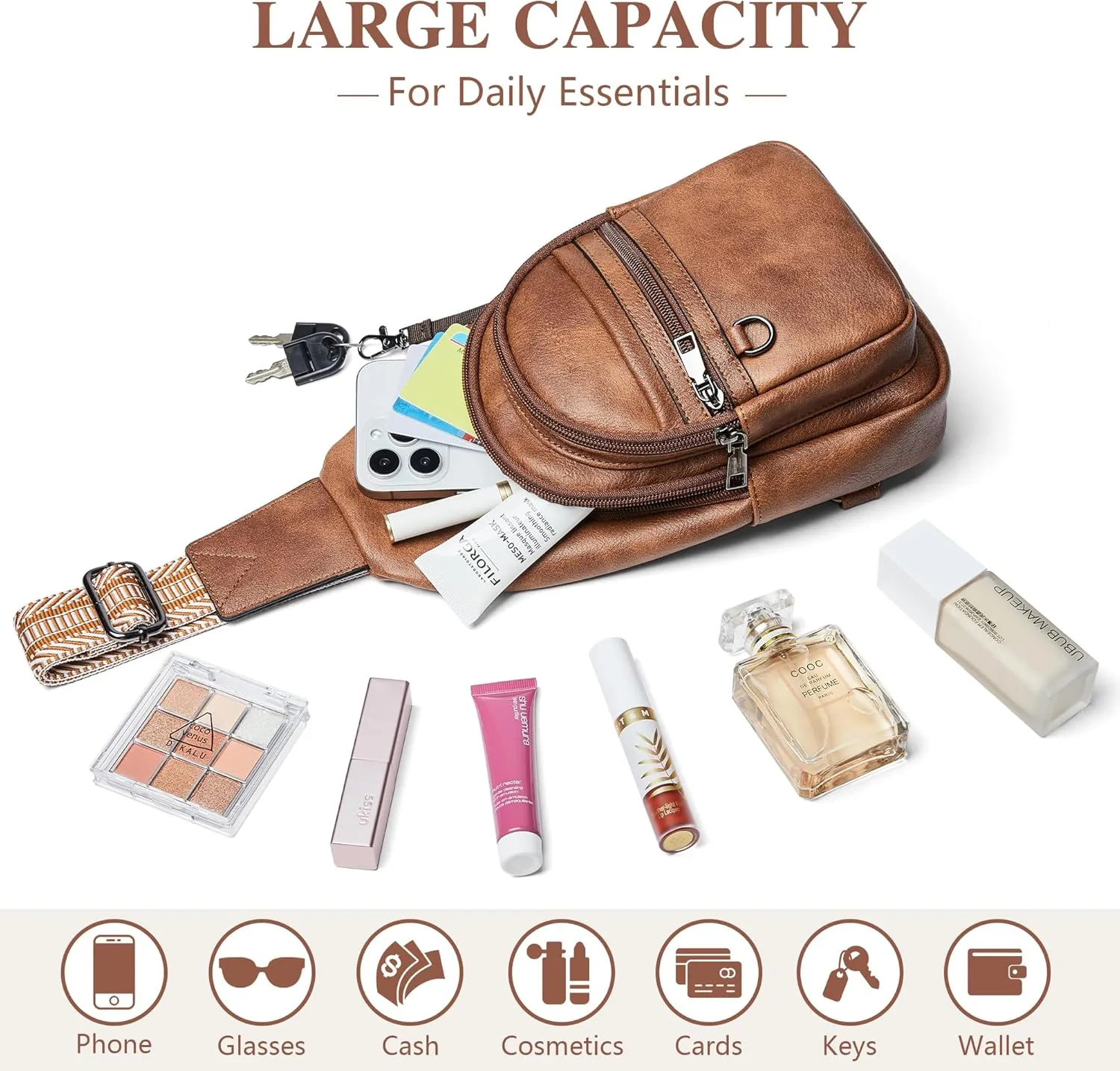 Crossbody Bags for Women Sling Bag Fanny Pack Casual Daypacks Small Backpack Chest Travel Purse Anti Theft