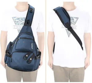 Crossbody Sling Bag Backpack for Men & Women Large Fits 13" Laptop Tablets Blue