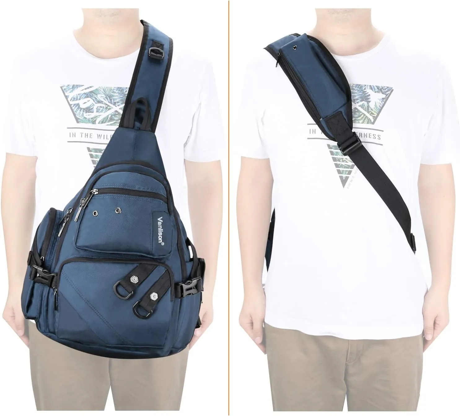 Crossbody Sling Bag Backpack for Men & Women Large Fits 13" Laptop Tablets Blue