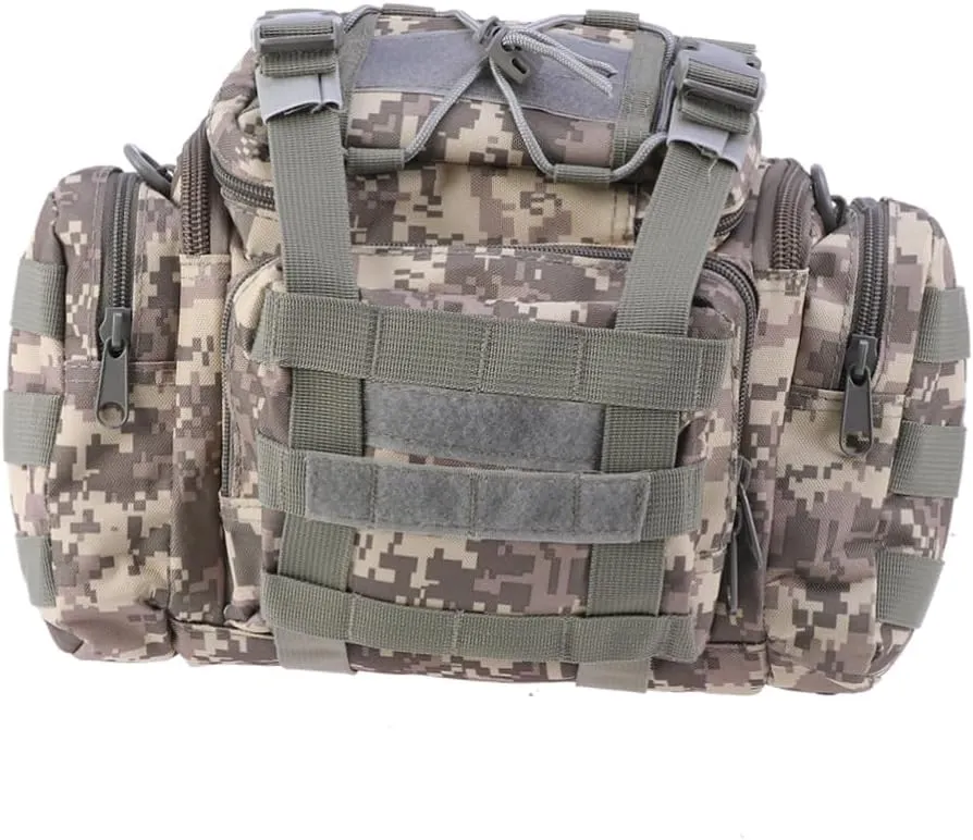 Cu Camouflage Fly Fishing Bag Large Capacity Duffle Padded Adjustable Shoulder Strap for Comfort