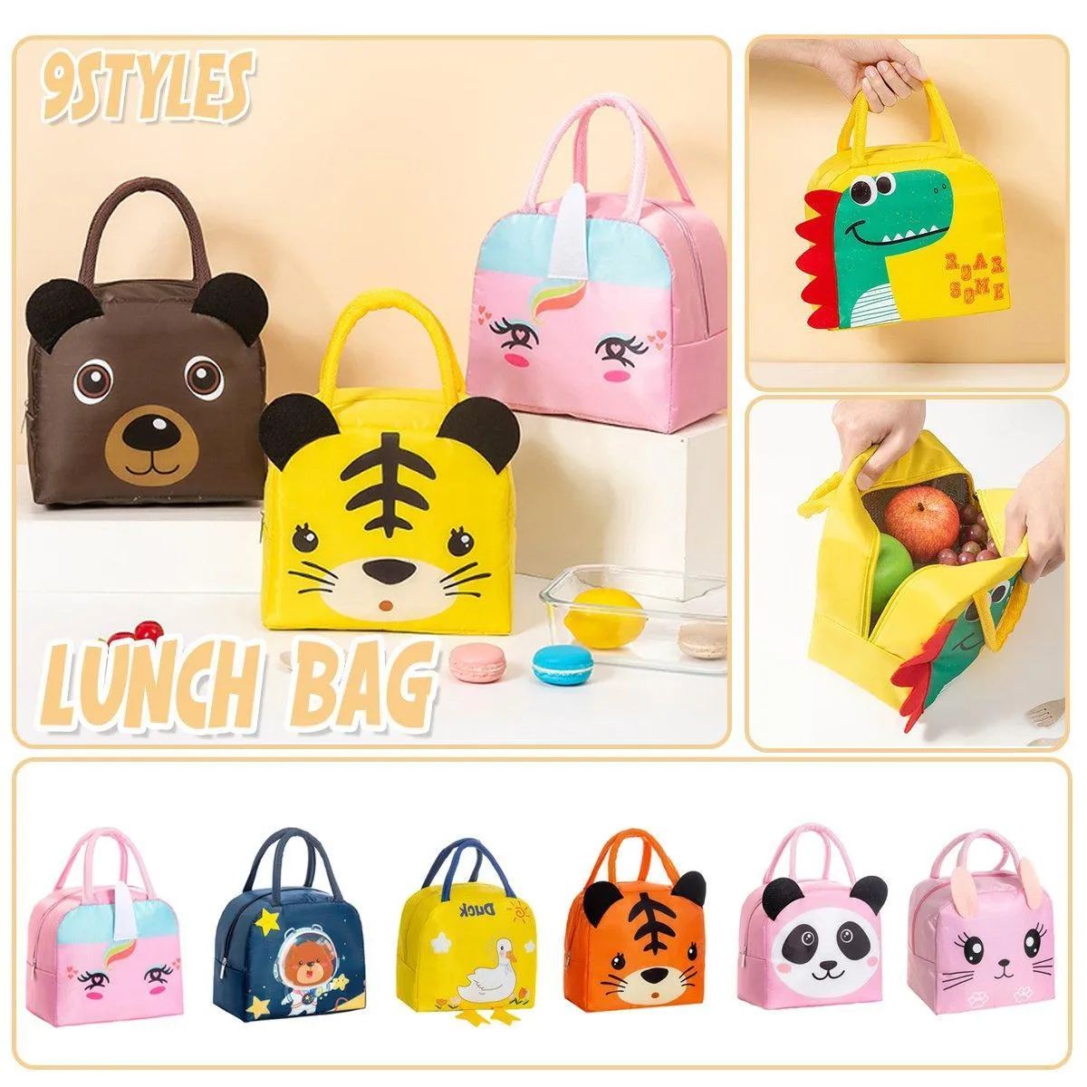 Cute Lunch Bags 9Styles 1PC