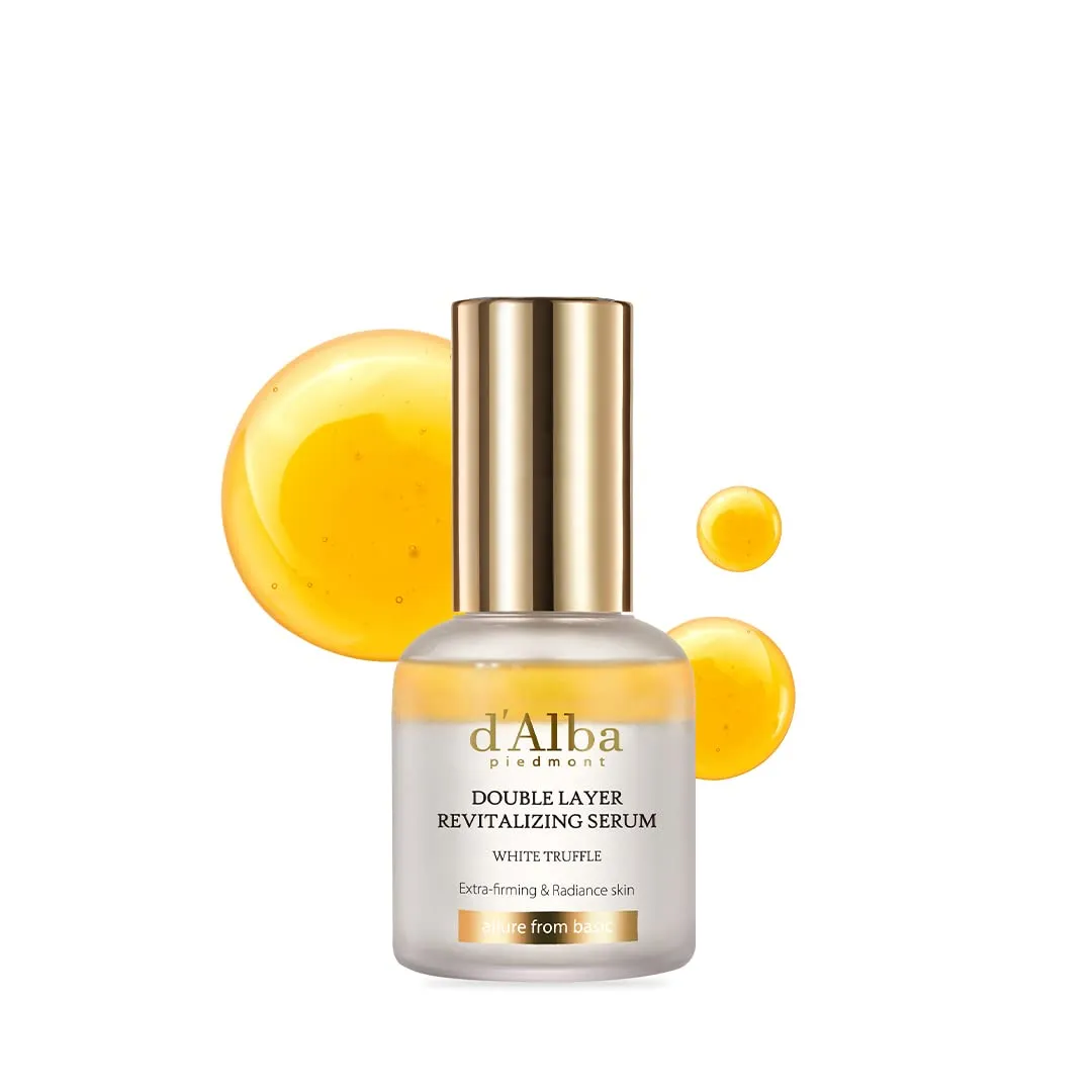 d'alba Piedmont Italian White Truffle Double Layer Revitalizing Serum, 100hr Hydration, Hyaluronic Acid and Centella Asiatica, Skin Firming and Tightening, Long-lasting Korean Skin Care (1.01 fl.oz)