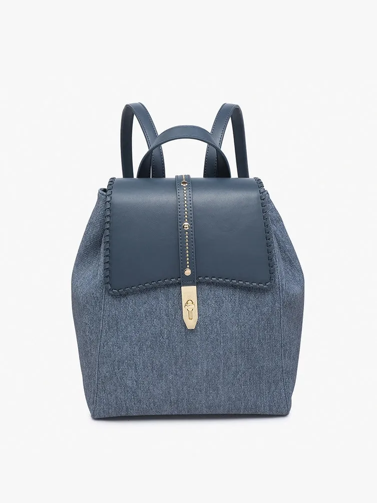 Denim Studded Whipstitch Backpack