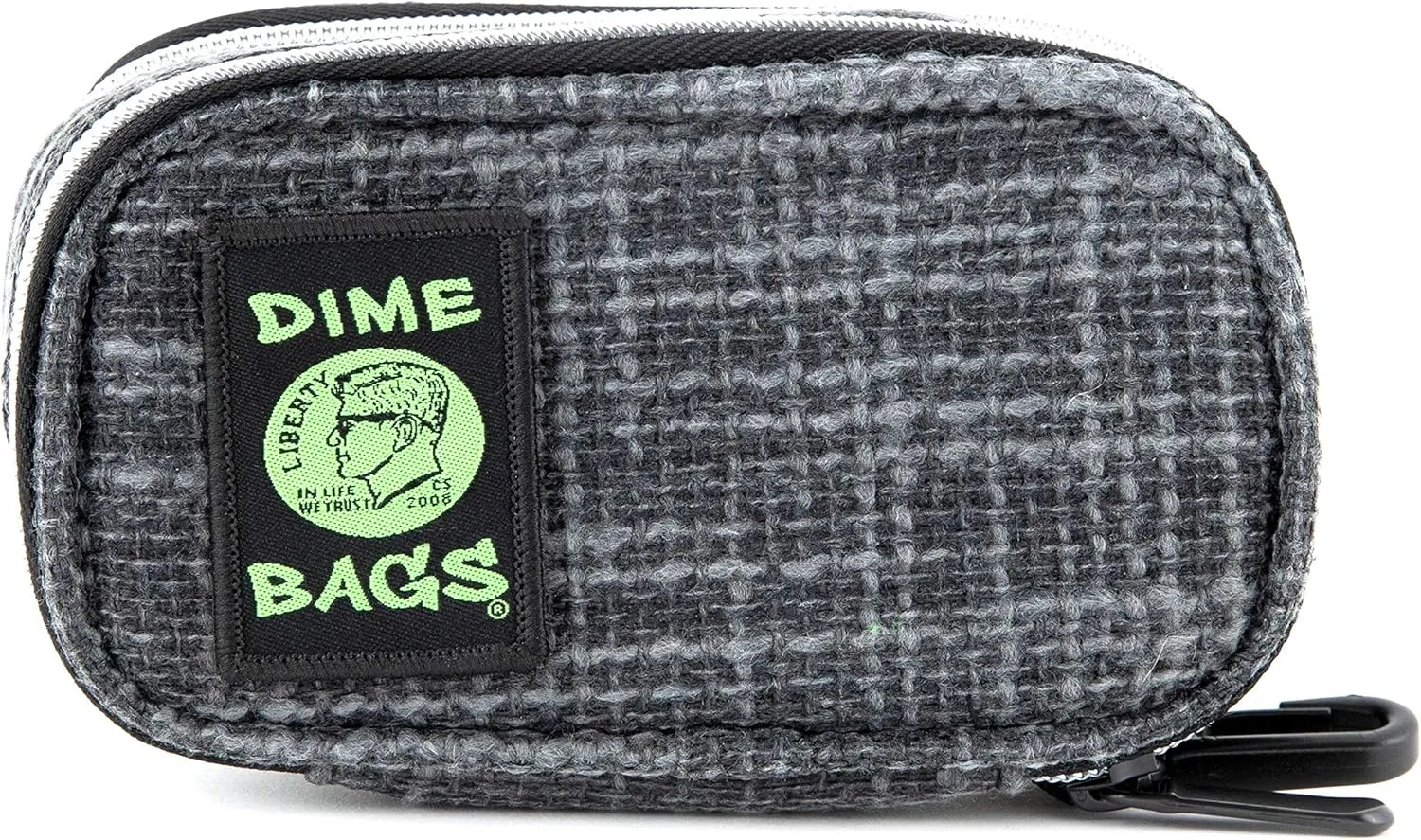 DIME BAGS - Pod Padded Travel Case with Keychain Clip - Protective Hemp Pouch with Padded Interior (6 Inch, Black)